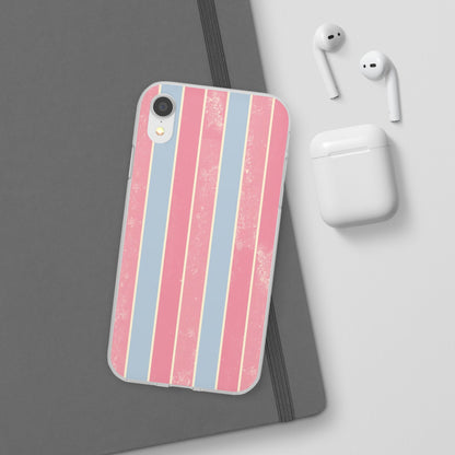 Striped Pink & Blue Phone Case — Retro Pastel Flexi Case