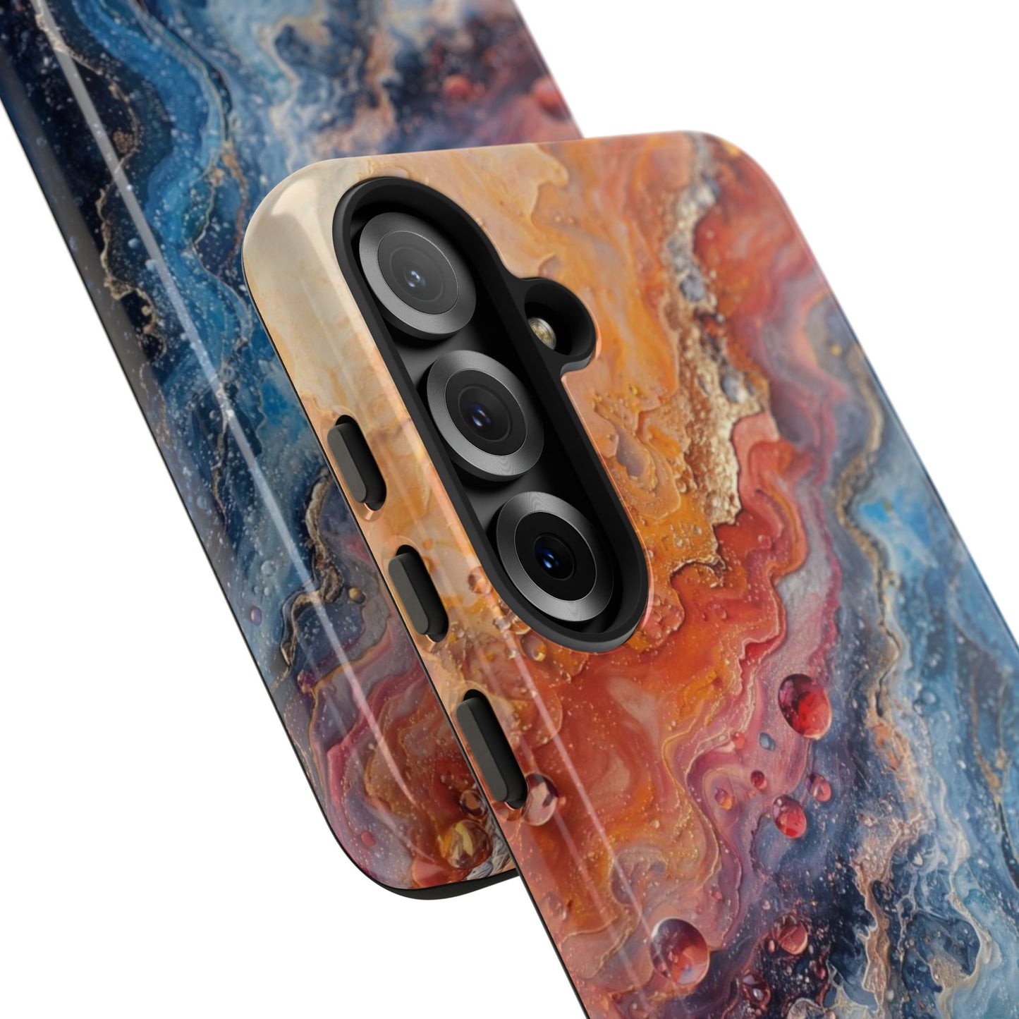 Marbled Galaxy Tough Phone Case — Abstract Blue & Coral Protective Cover