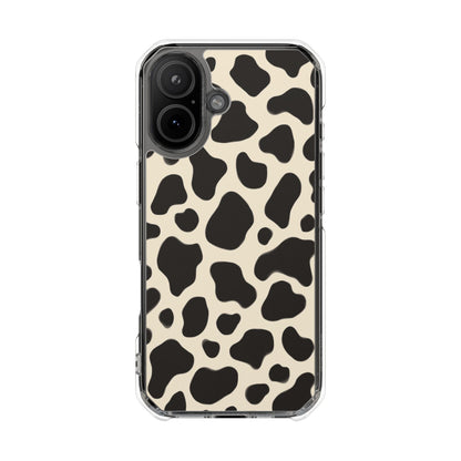 Cow Print Clear Magnetic Phone Case — Impact-Resistant Stylish Protection