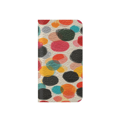 Colorful Confetti Dot Flip Phone Case — Retro Polka Wallet Cover