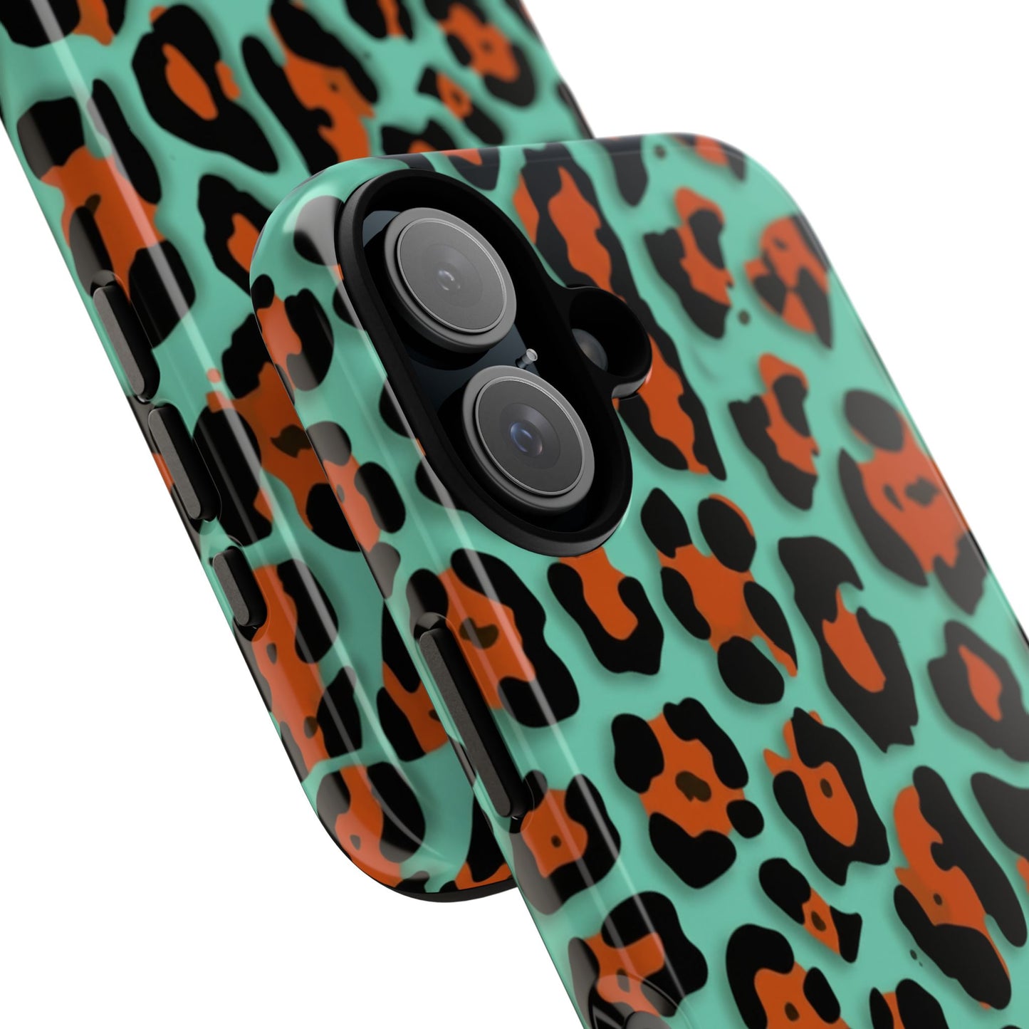 Teal & Rust Leopard Phone Case — Tough Protective Animal Print