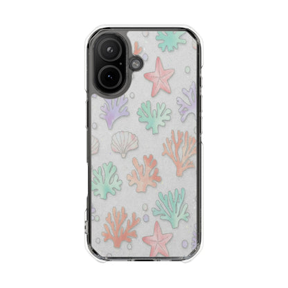Clear Magnetic Phone Case — Pastel Sea Shell & Starfish Design