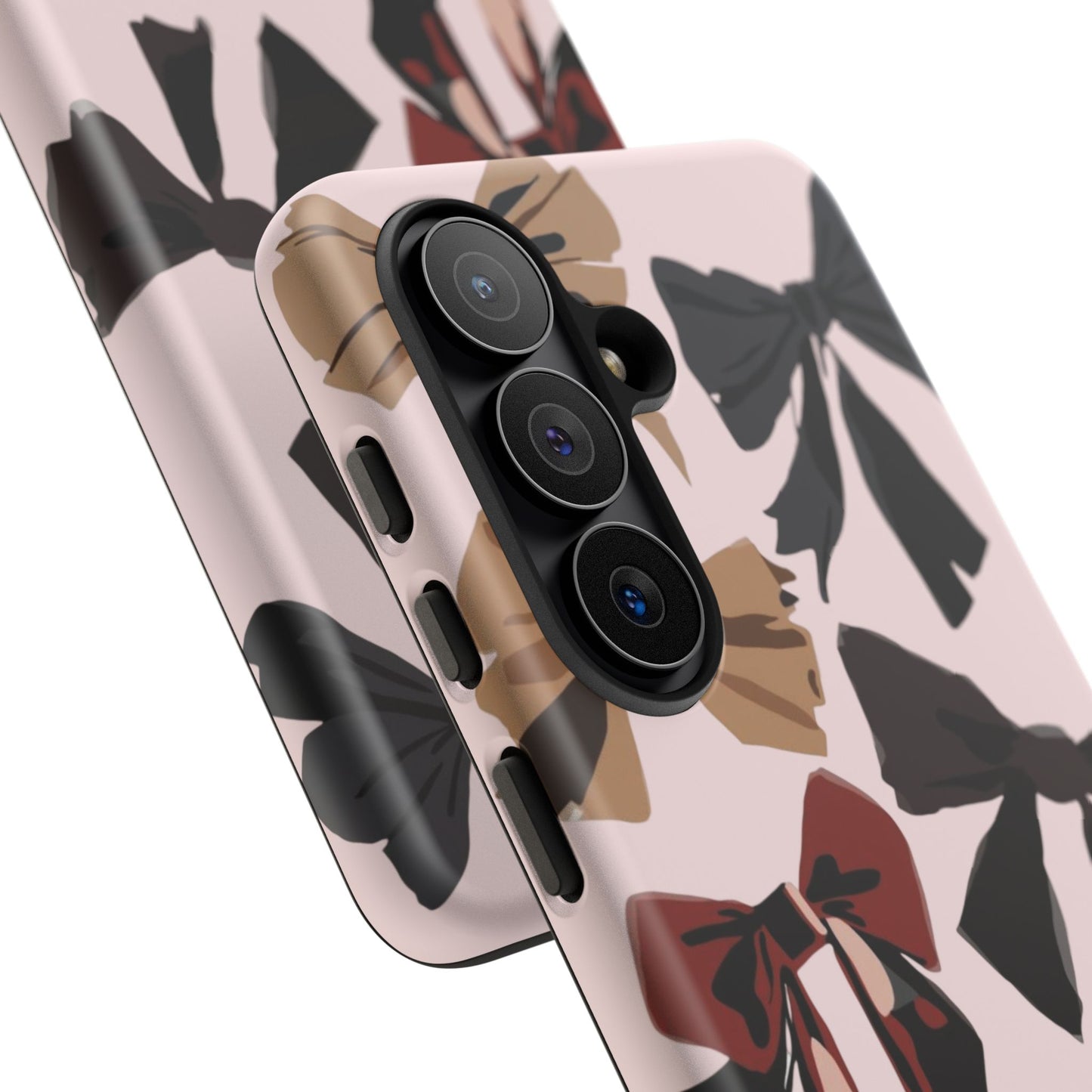Bow Pattern Phone Case - Pink, Brown & Black Bows Protective Cover