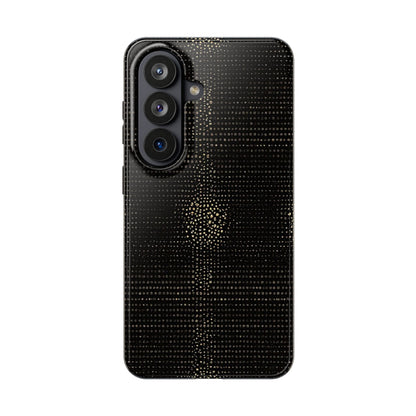 Tough Phone Case — Black Textured Metallic Dot Shield