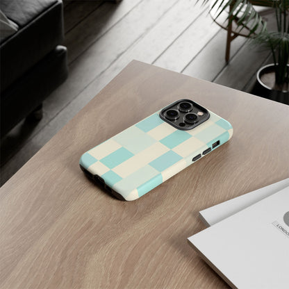 Pastel Checkerboard Tough Case – Mint & Cream Protective Phone Cover