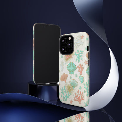 Seashell Coral Phone Case — Pastel Beach Shells Protective Tough Case