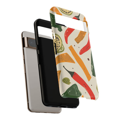Spicy Peppers Phone Case – Colorful Chili, Lime & Citrus Pattern