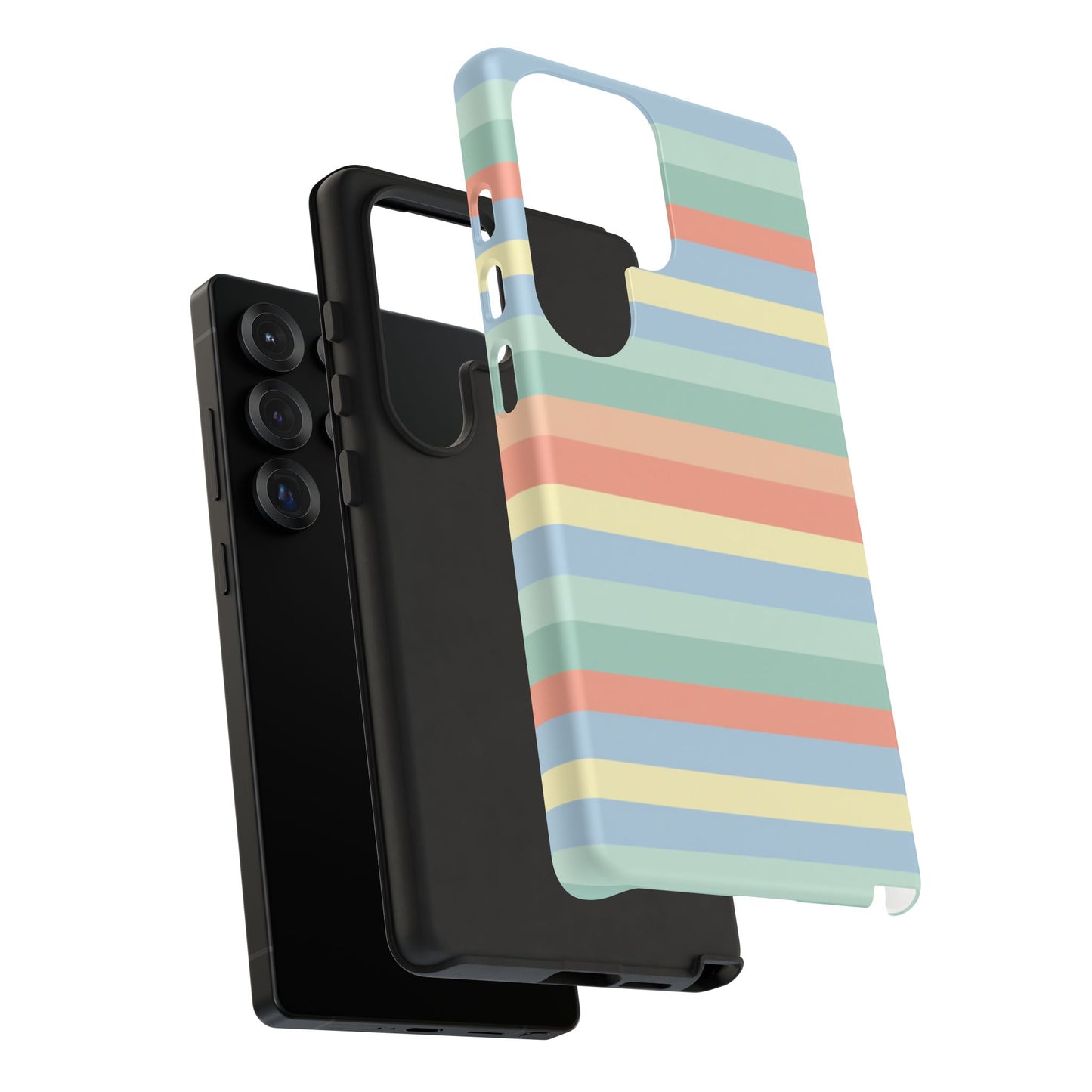 Pastel Striped Phone Case — Retro Horizontal Multi-Color Tough Case