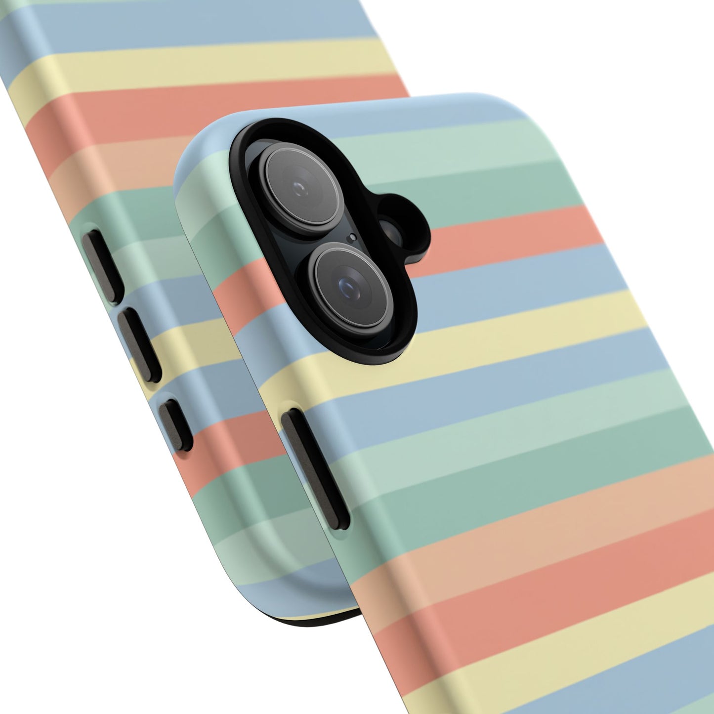 Pastel Striped Phone Case — Retro Horizontal Multi-Color Tough Case