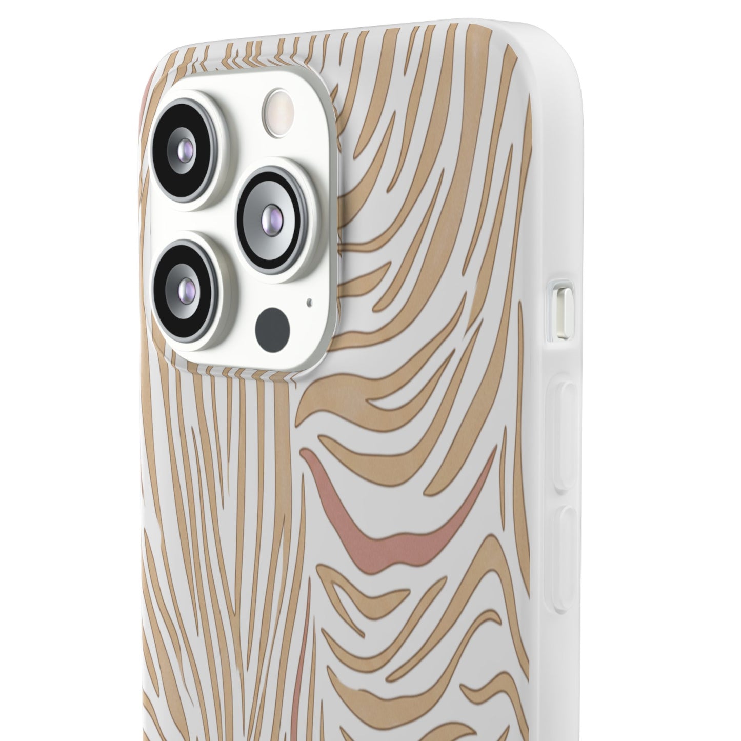 Neutral Zebra Print Flexi Case — Beige & Rose Gold Animal Pattern Phone Cover