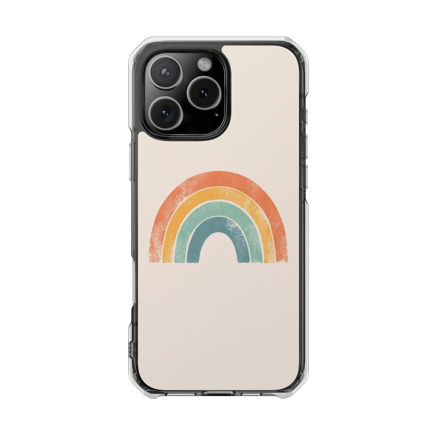 Clear Impact Phone Case — Pastel Boho Rainbow Design, Magnetic Compatible