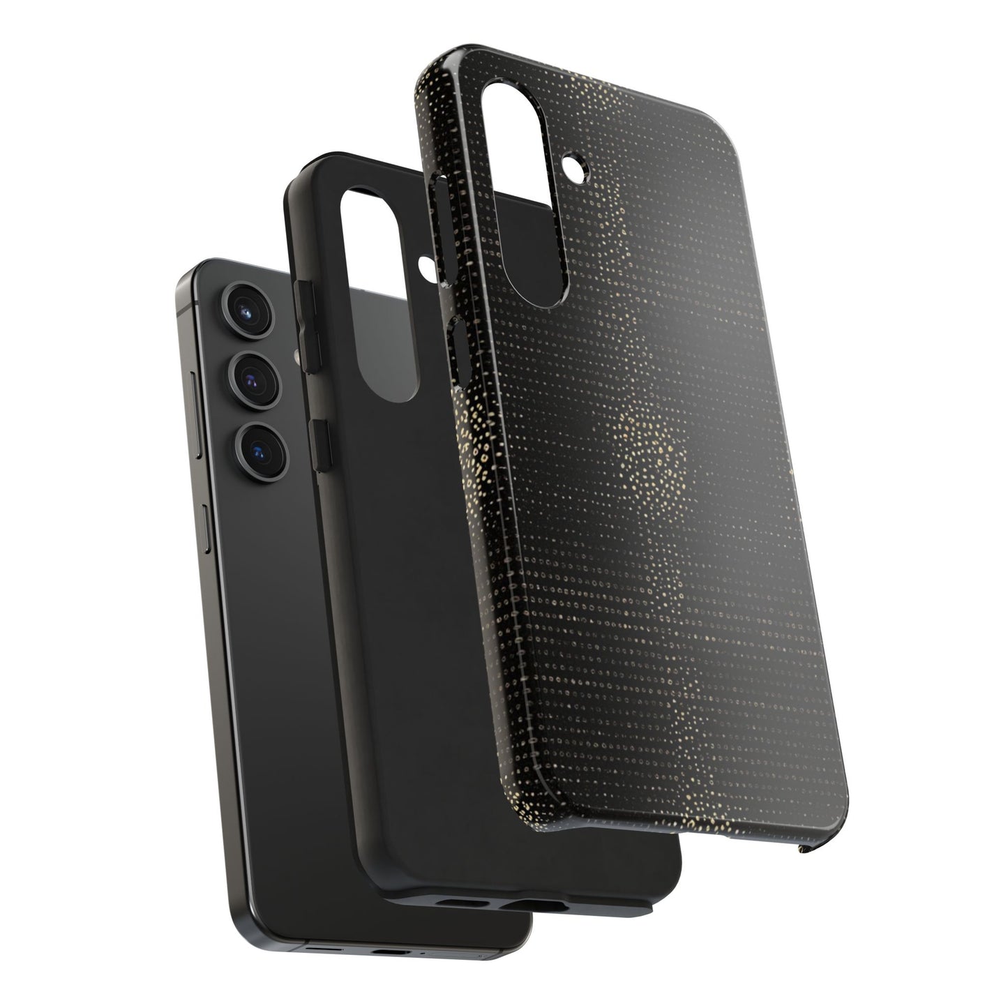 Tough Phone Case — Black Textured Metallic Dot Shield