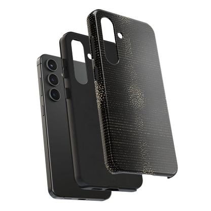 Tough Phone Case — Black Textured Metallic Dot Shield