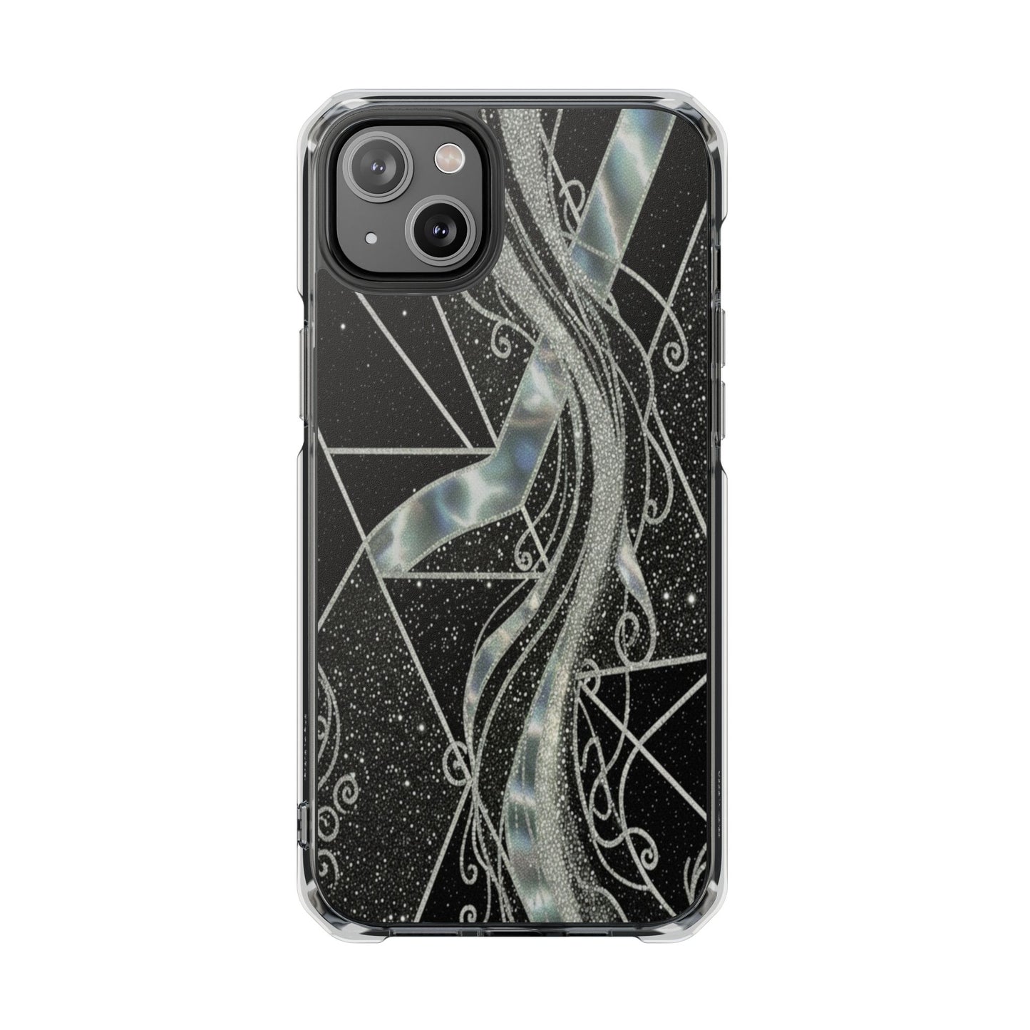 Clear Magnetic Impact Phone Case — Iridescent Geometric Design