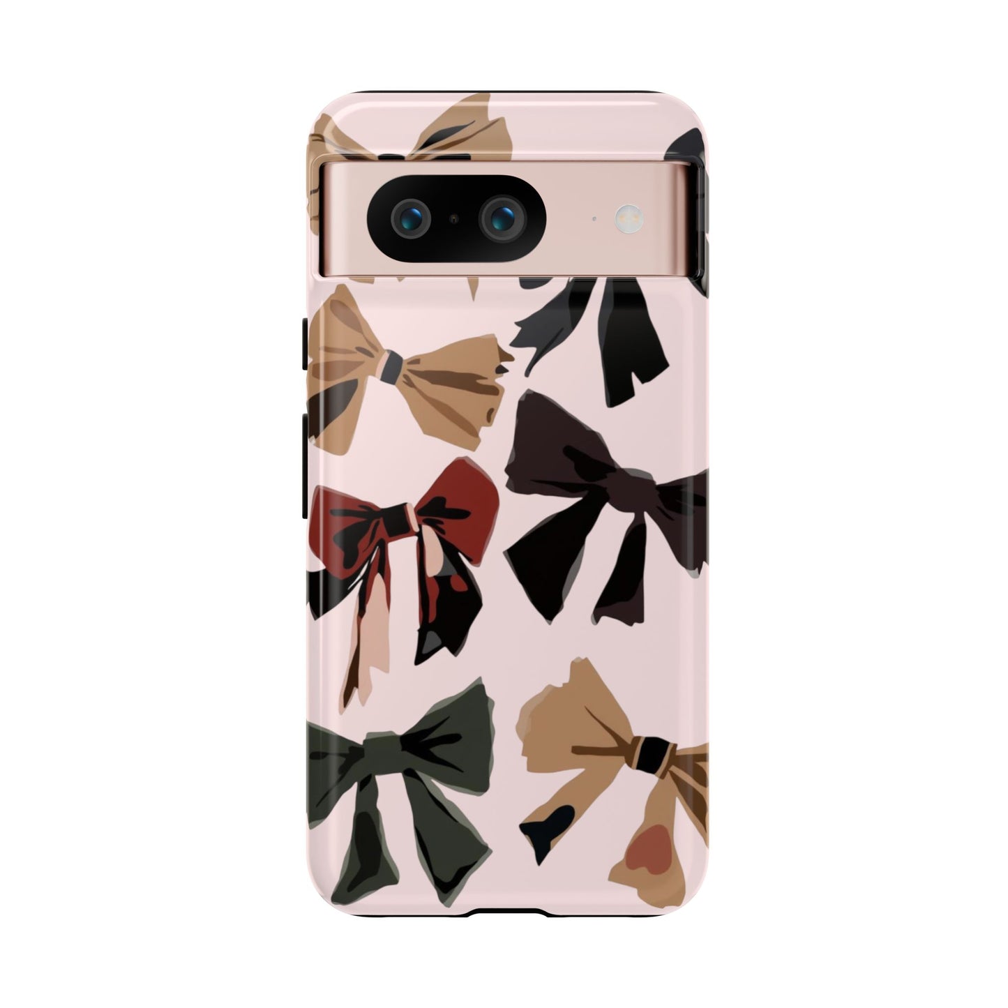 Bow Pattern Phone Case - Pink, Brown & Black Bows Protective Cover