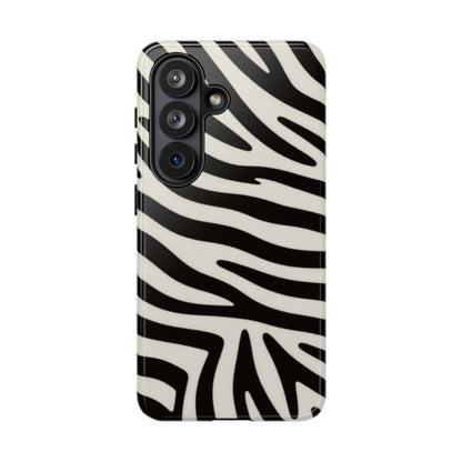 Zebra Print Tough Phone Case — Black & White Protective Cover