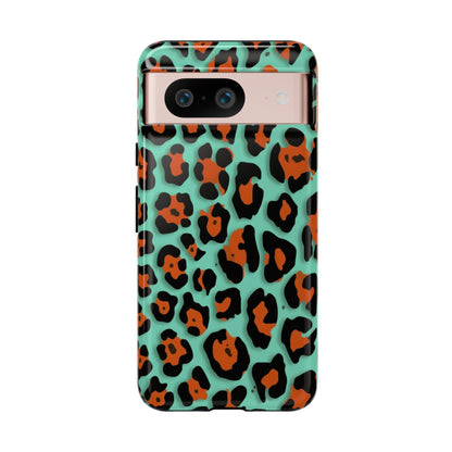 Teal & Rust Leopard Phone Case — Tough Protective Animal Print