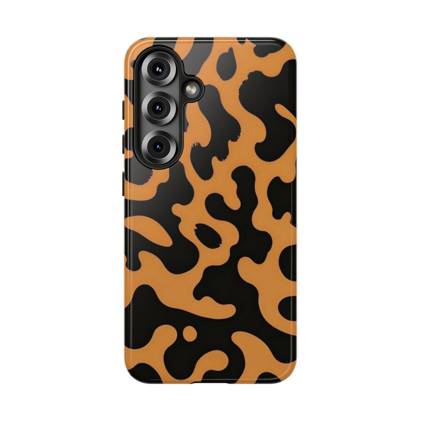 Leopard Print Phone Case — Orange & Black Tough Pattern Protective Cover