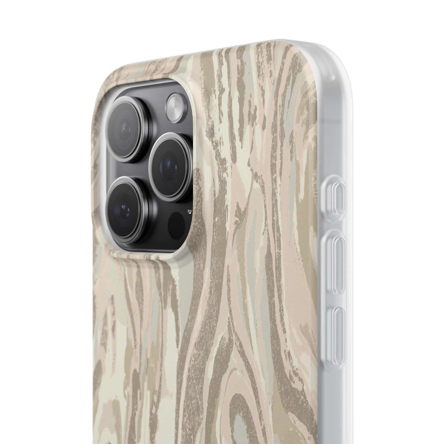 Neutral Marble Swirl Flexi Phone Case — Beige Abstract Protective Cover