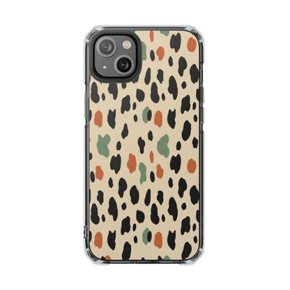 Clear Magnetic Impact Phone Case — Neutral Multicolor Leopard Print