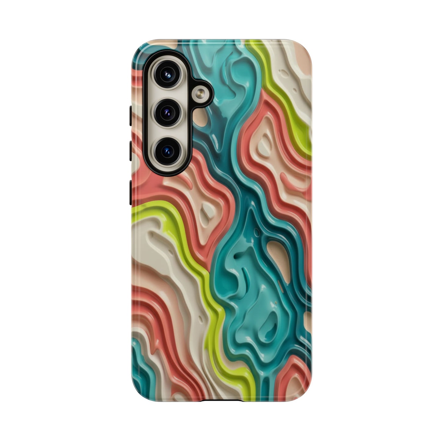 Abstract Contour Phone Case — Colorful Topographic Pattern Tough Case