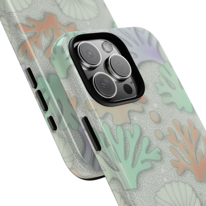 Pastel Coral Reef Tough Phone Case – Sea Shell & Coral Pattern Durable Protector