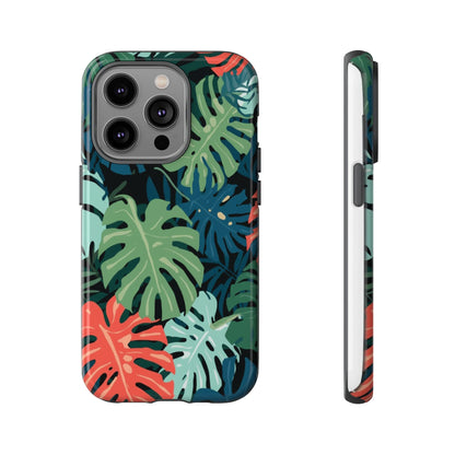 Tropical Monstera Phone Case — Colorful Leaf Protective Tough Case
