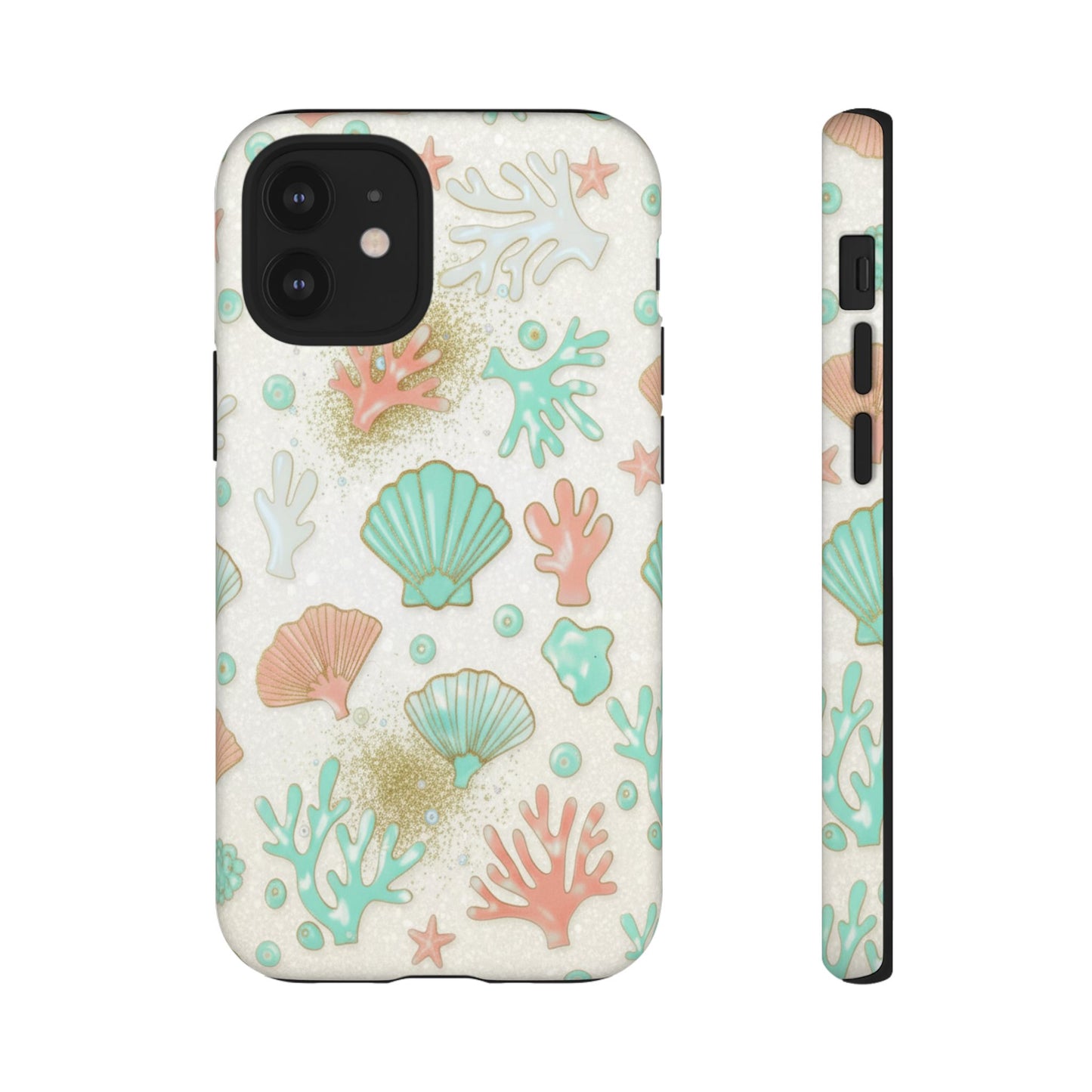 Seashell Coral Phone Case — Pastel Beach Shells Protective Tough Case