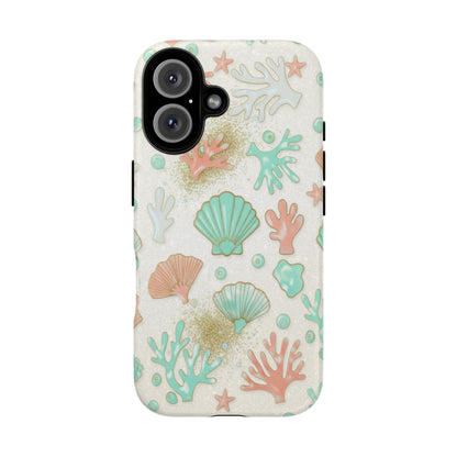 Seashell Coral Phone Case — Pastel Beach Shells Protective Tough Case