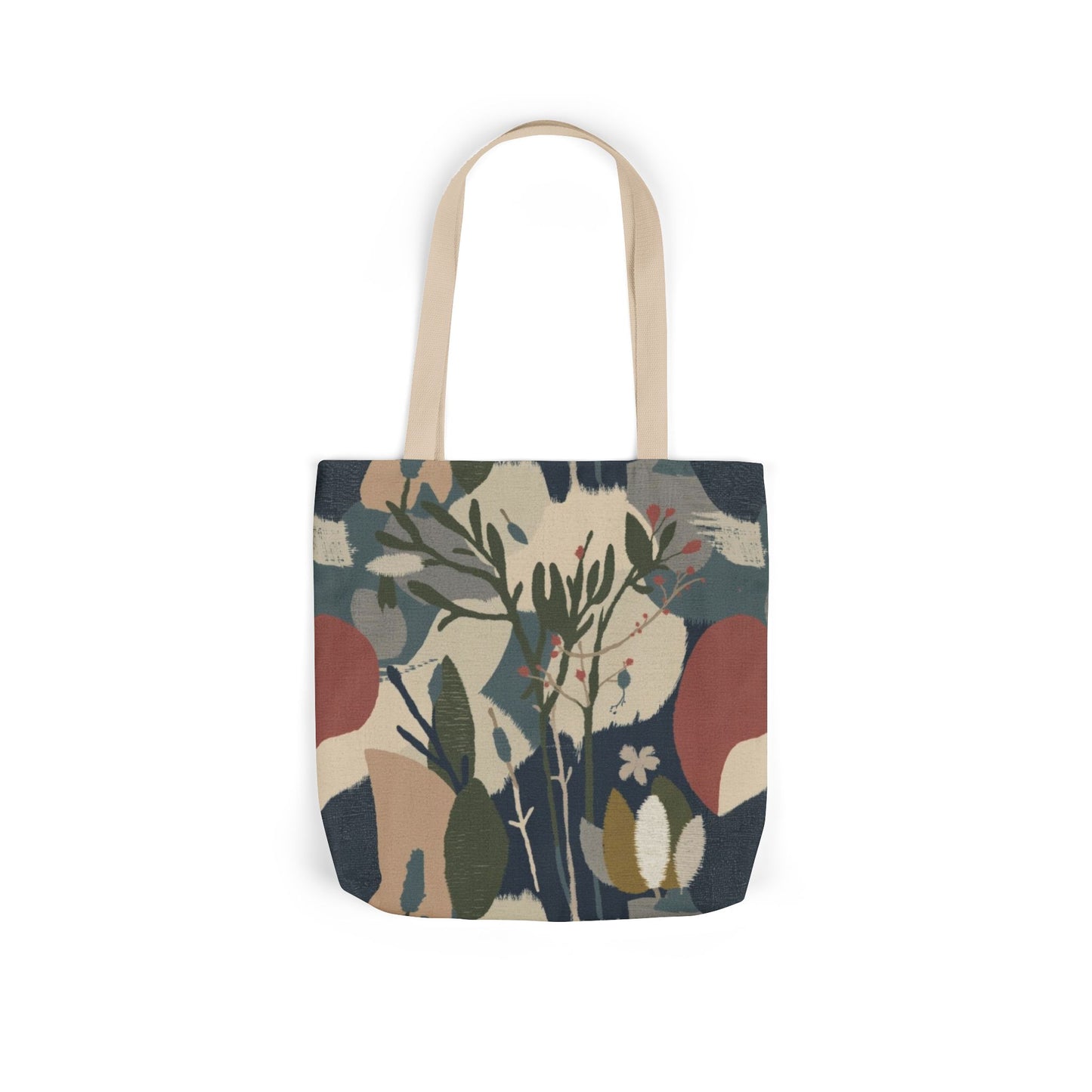 Botanical Abstract Canvas Tote Bag — Earthy Floral Pattern