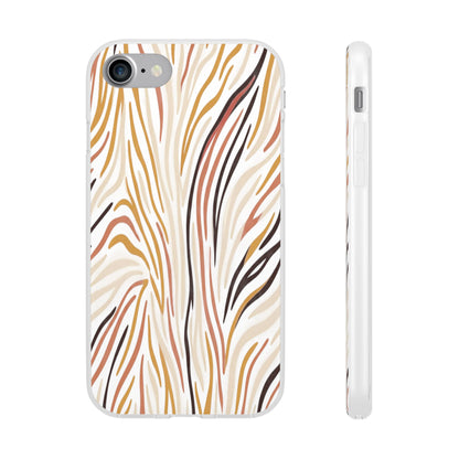 Marbled Neutral Stripe Phone Case — Abstract Beige & Terracotta Flexi Case