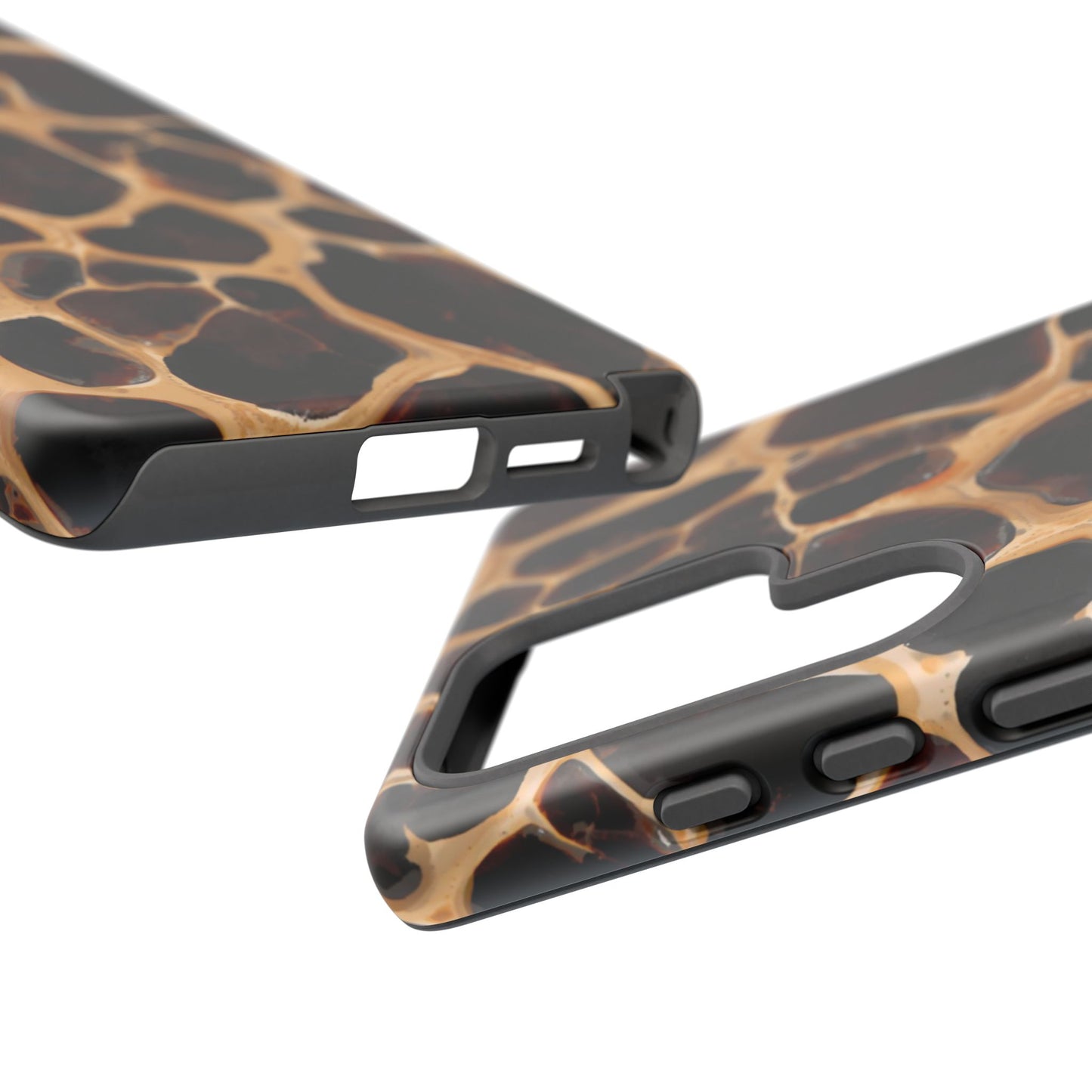 Phone Case — Brown Leather Dot Texture Rugged Protective Cover