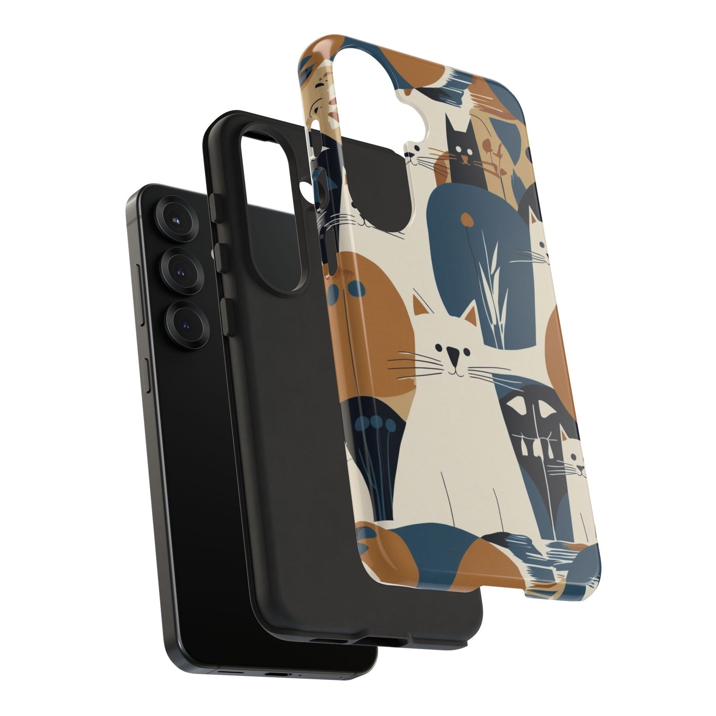 Cat Pattern Phone Case – Retro Abstract Cats Protective iPhone Cover