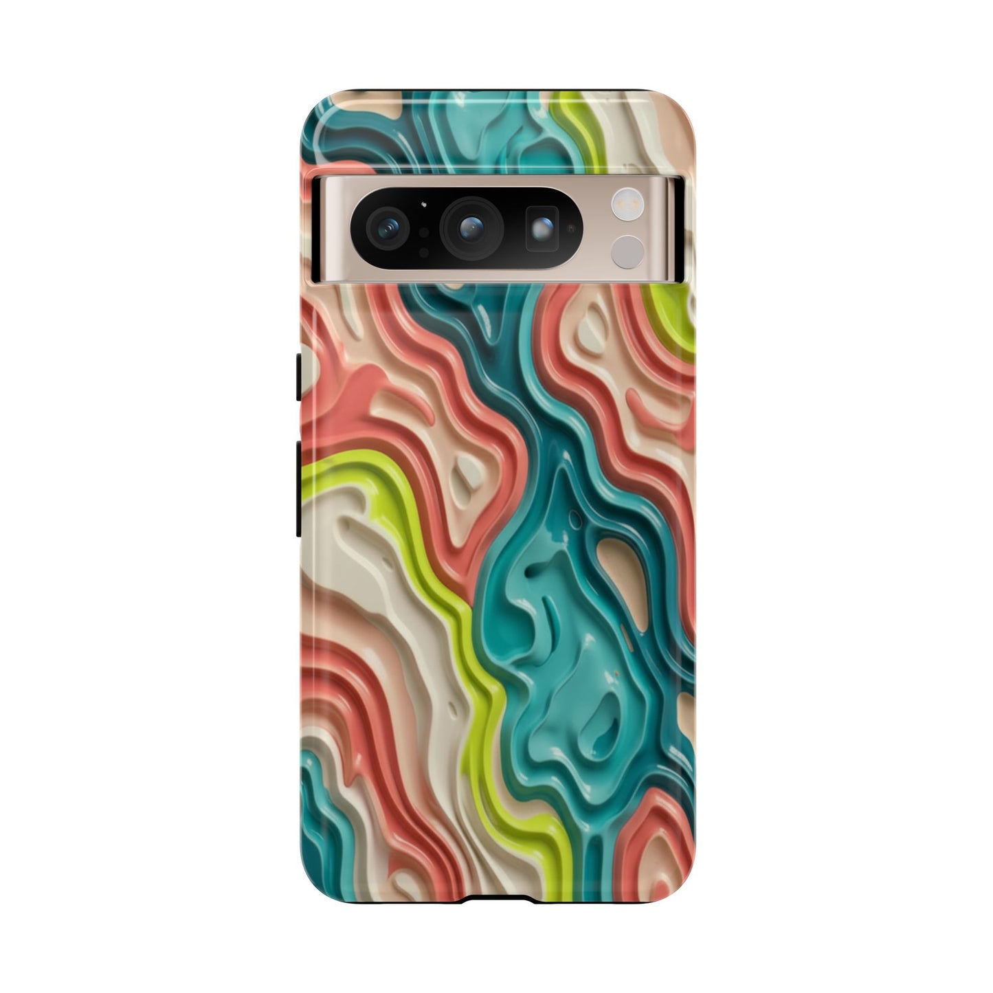 Abstract Contour Phone Case — Colorful Topographic Pattern Tough Case