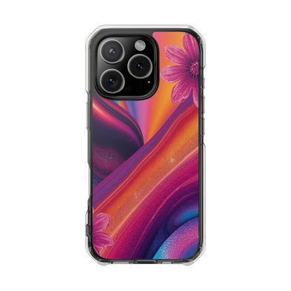 Clear Magnetic Impact Phone Case — Colorful Floral Design