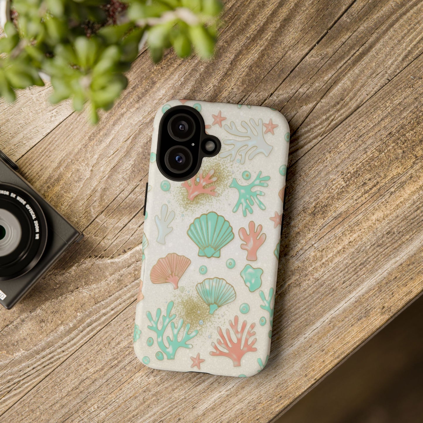 Seashell Coral Phone Case — Pastel Beach Shells Protective Tough Case
