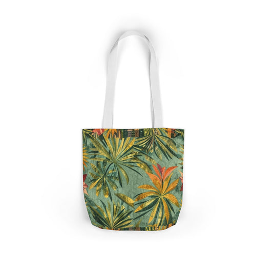 Tropical Palm Canvas Tote Bag – Vintage Green Botanical Beach Market Bag