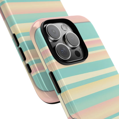 Pastel Striped Tough Phone Case — Mint, Peach & Cream Protective Cover