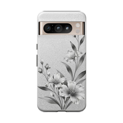 Floral Monochrome Phone Case — Elegant Black & White Lily Design
