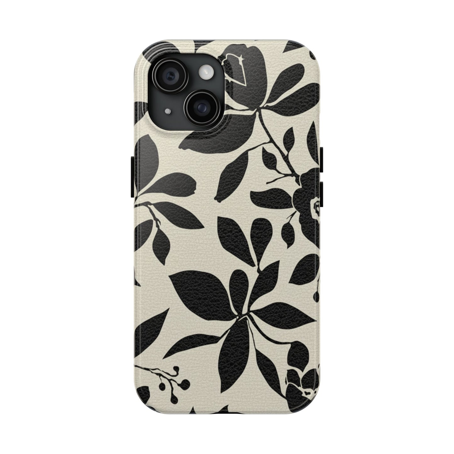 Tough Phone Case — Black Floral Silhouette Protective Cover