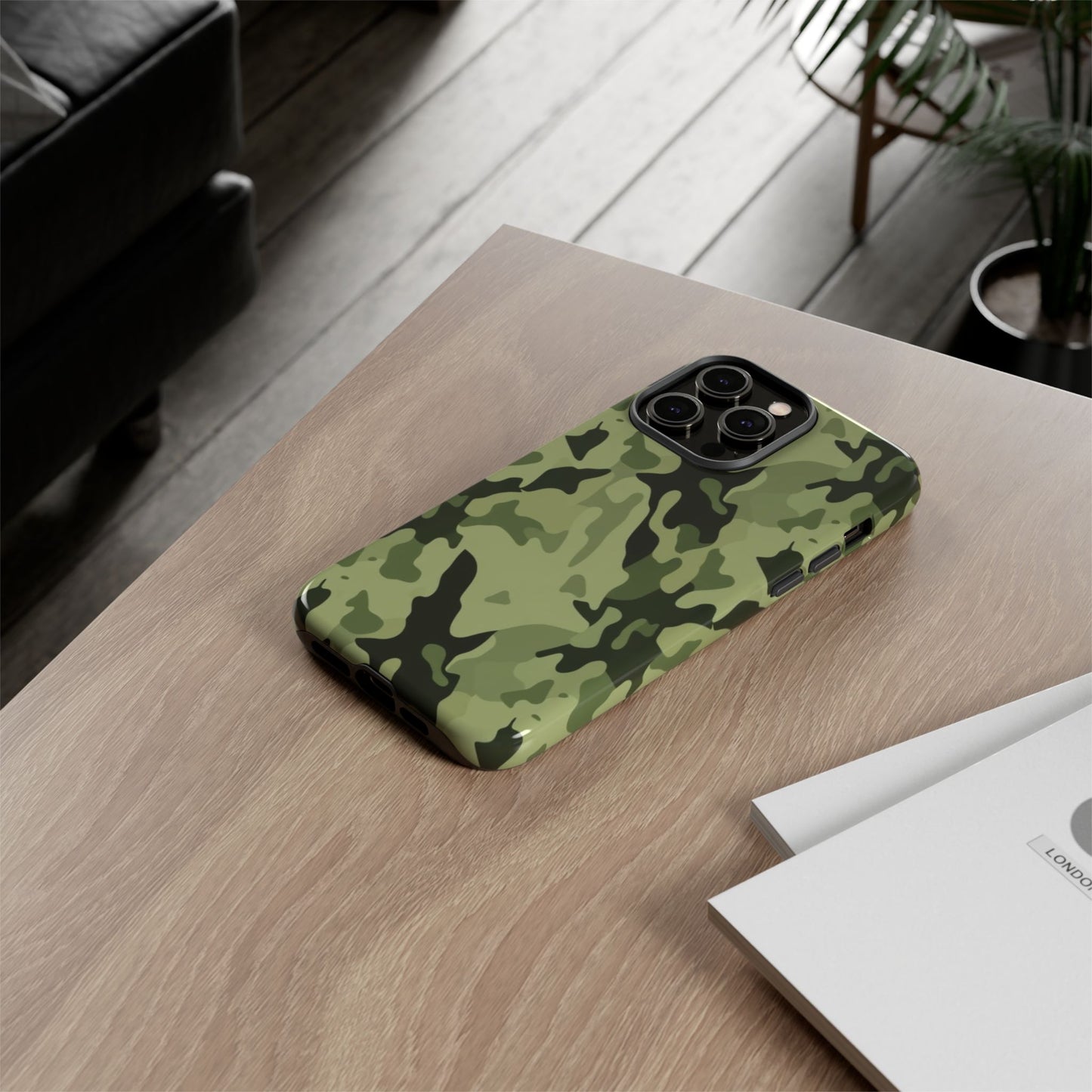 Camo Tough Phone Case — Military Green Protective iPhone Cover