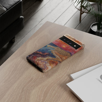 Sunset Coast Phone Case — Colorful Abstract Beach Art Tough Case