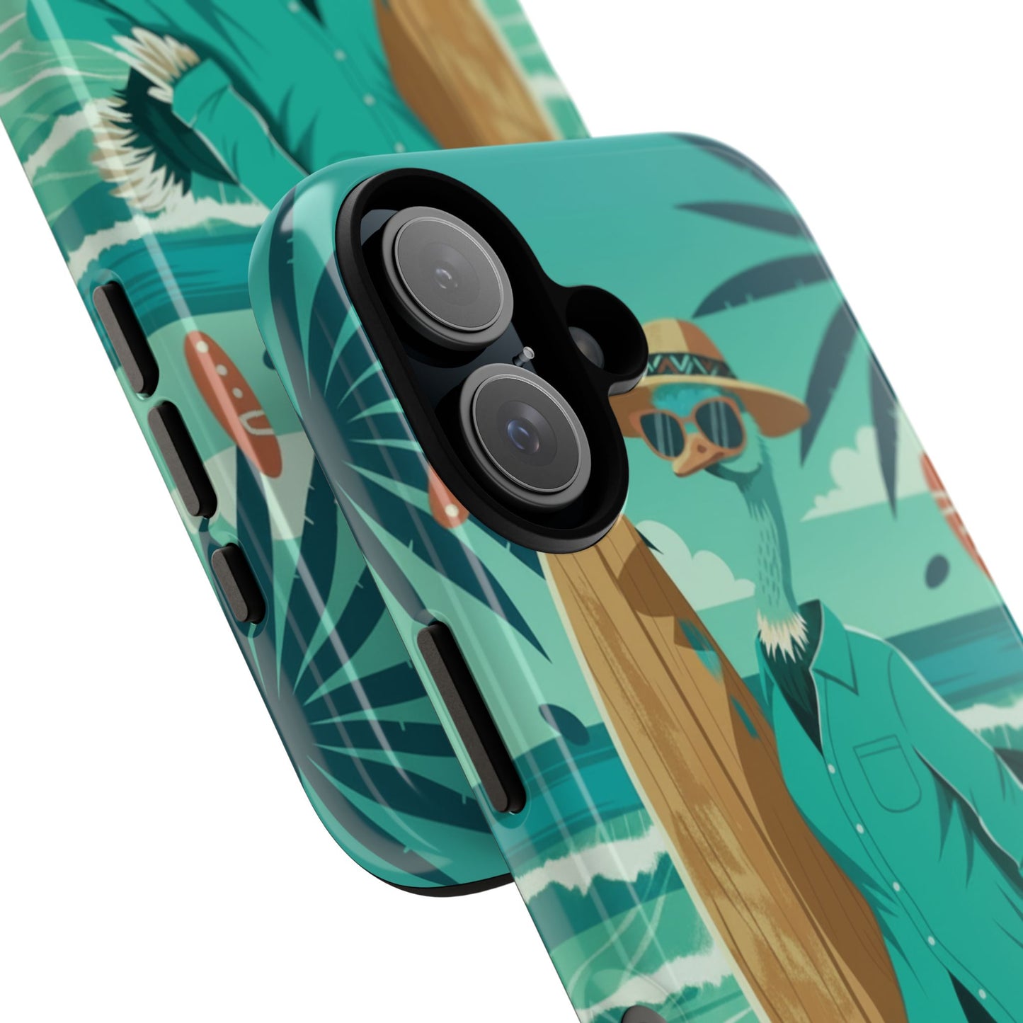 Phone Case — Retro Dressed Seagull Surfing Beach Illustration