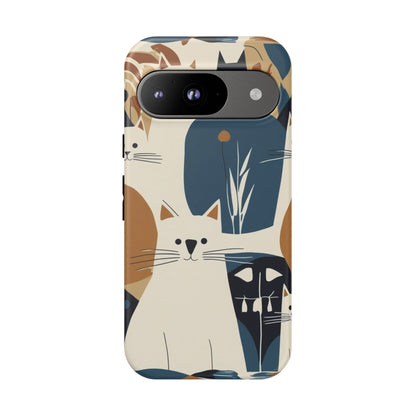 Cat Pattern Phone Case – Retro Abstract Cats Protective iPhone Cover