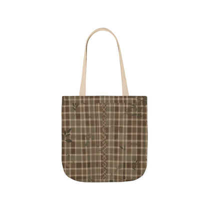 Plaid Canvas Tote Bag — Brown Rustic Checkered Market Bag