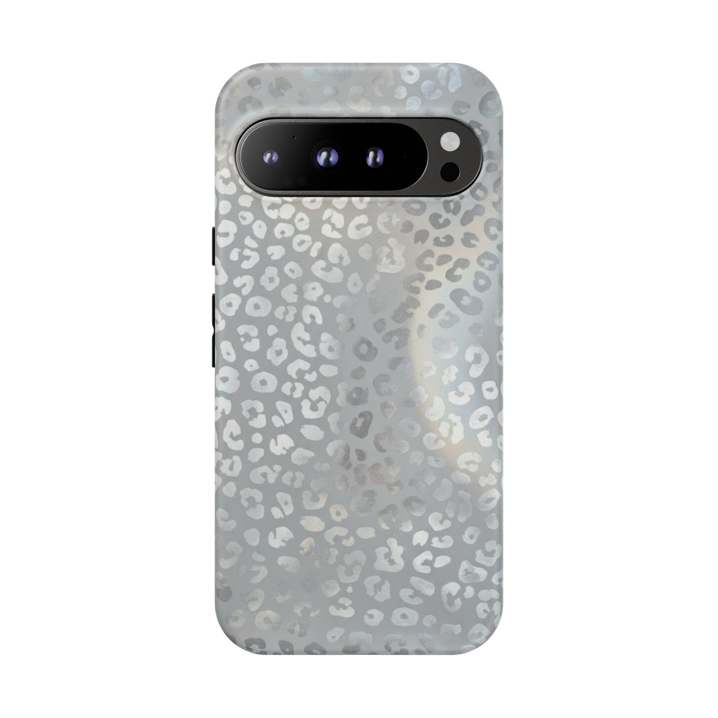 Grey Leopard Print Tough Phone Case — Durable Protective iPhone Cover