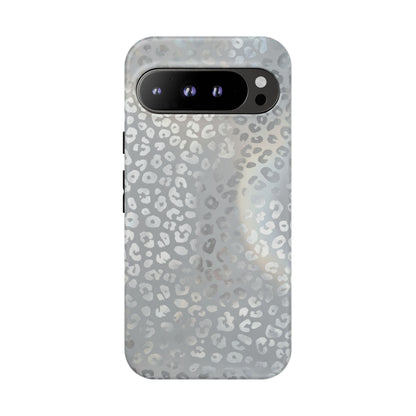 Grey Leopard Print Tough Phone Case — Durable Protective iPhone Cover