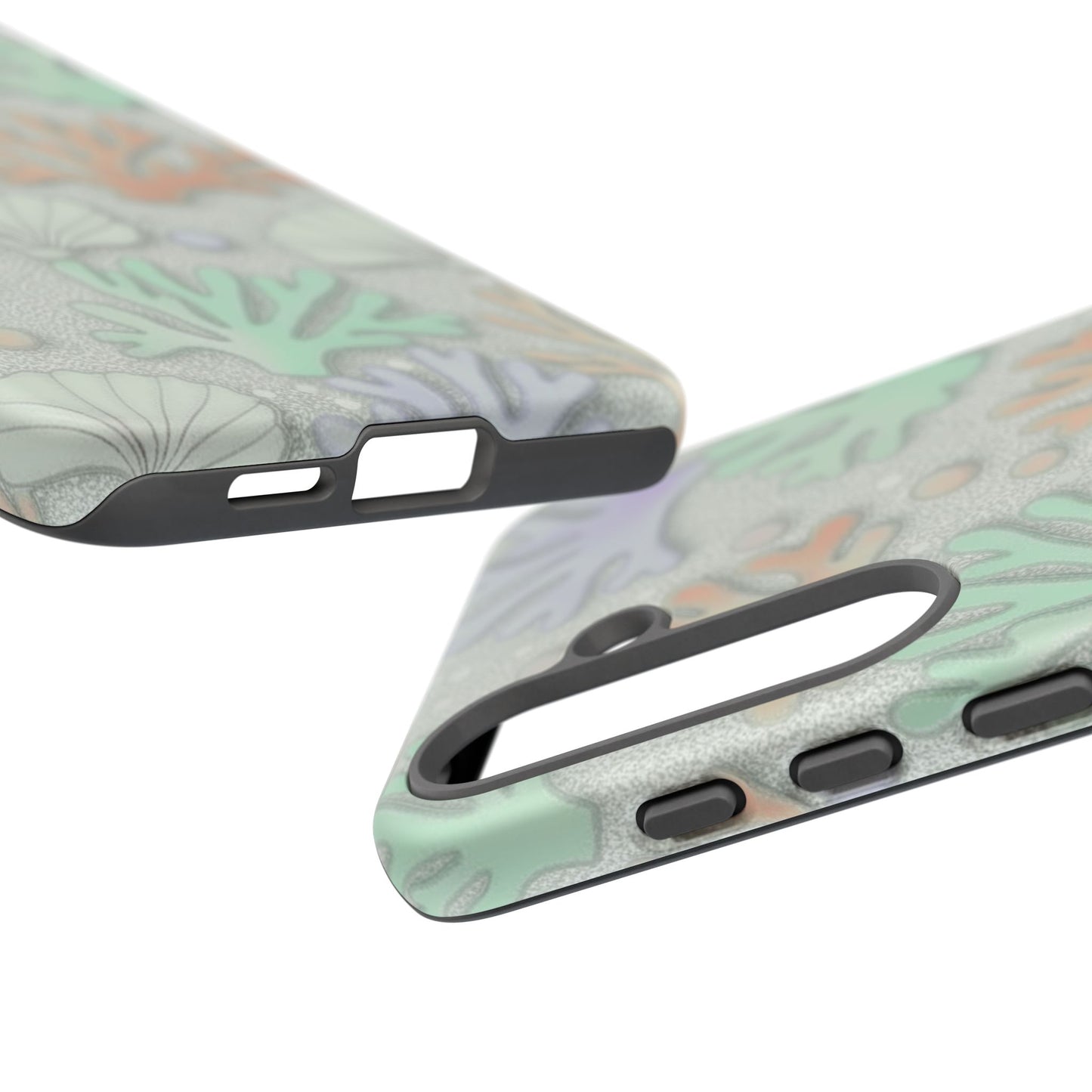 Pastel Coral Reef Tough Phone Case – Sea Shell & Coral Pattern Durable Protector