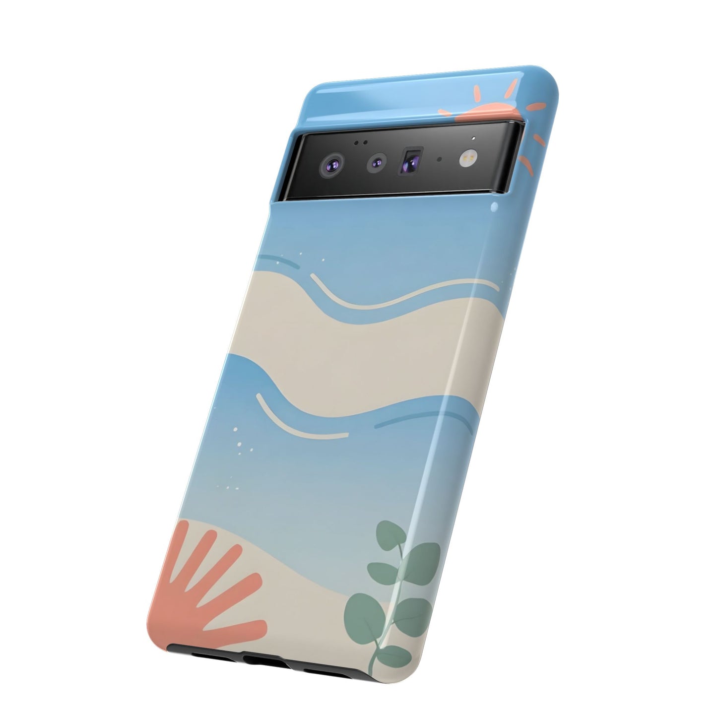 Beach Waves Tough Phone Case — Summer Sun & Seashell Protective Cover