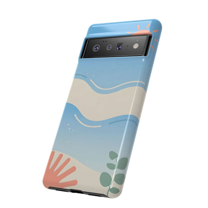 Beach Waves Tough Phone Case — Summer Sun & Seashell Protective Cover